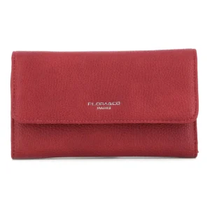 Portefeuille chéquier pu cuir souple rouge foncé