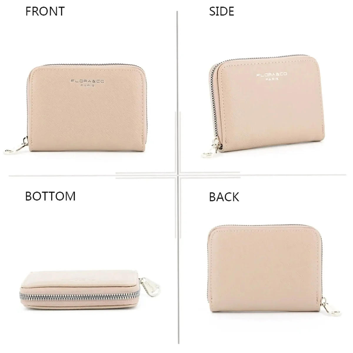 Portefeuille porte-carte femme saffiano beige – Image 7