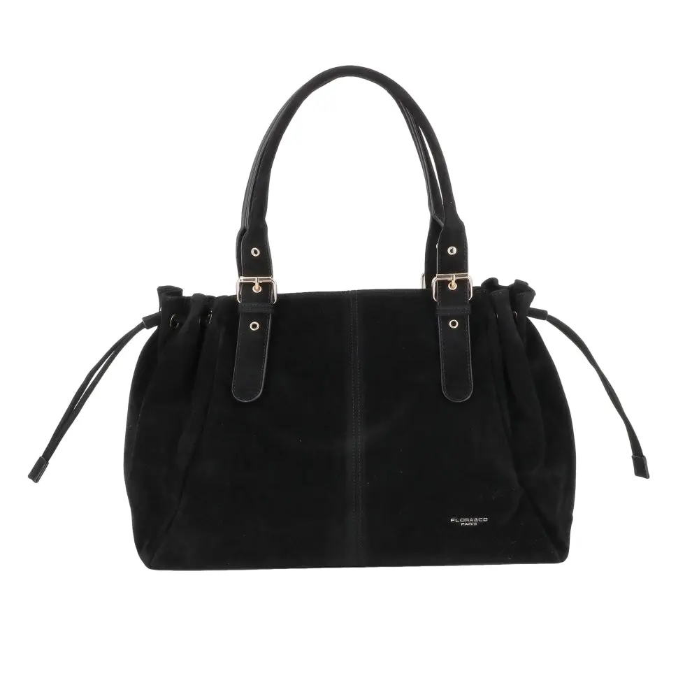 Sac Cabas Bowling Lacet Suédé Noir – Image 2