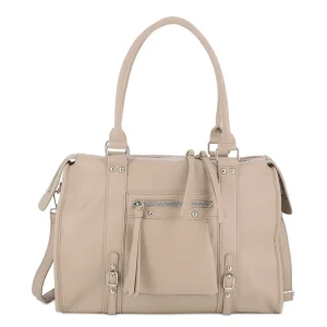 Grand sac à main bowling grainé beige VORTEX