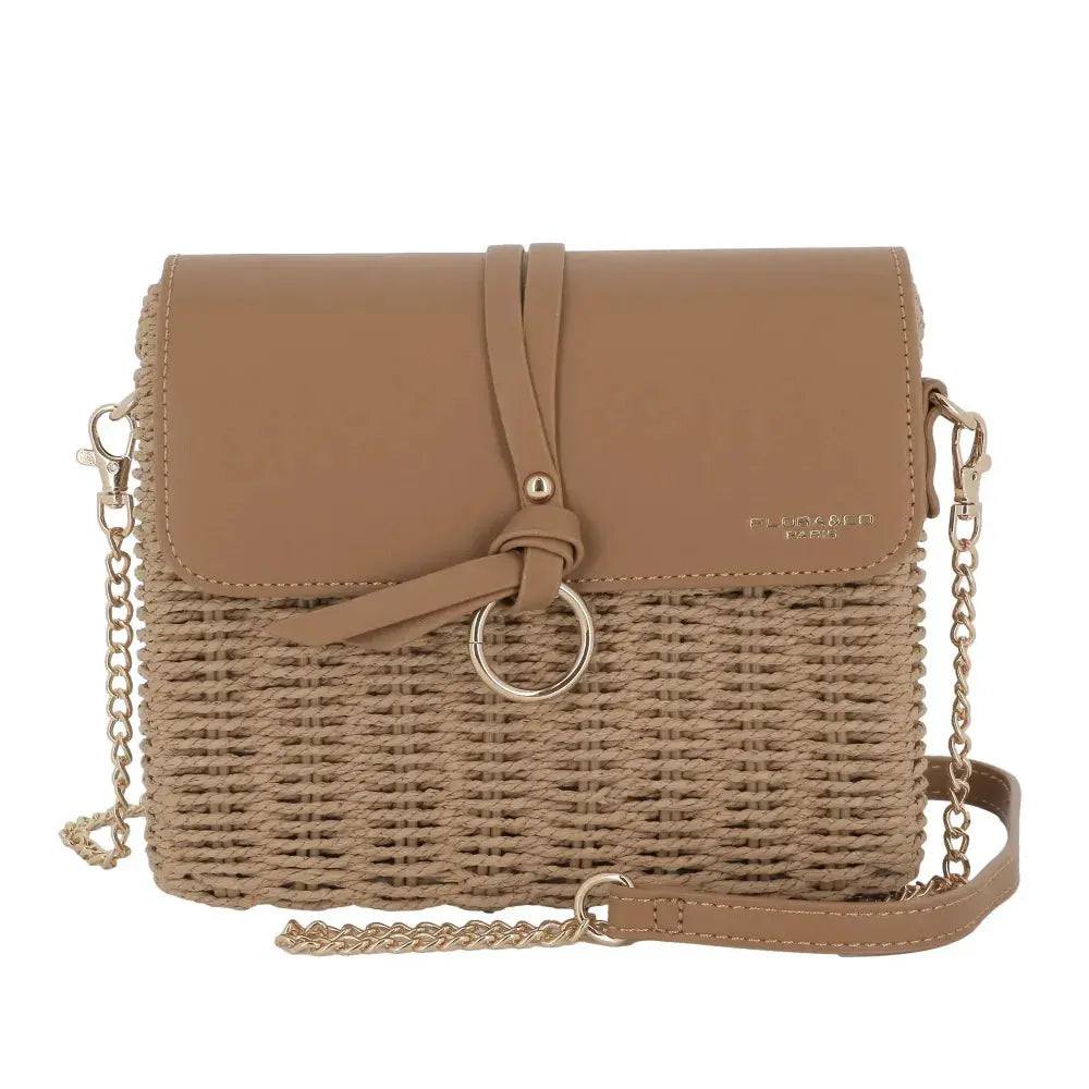 Sac bandoulière chaîne en paille Beige Taupe – Image 2