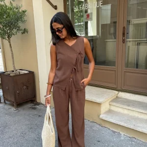Pantalon large en lin