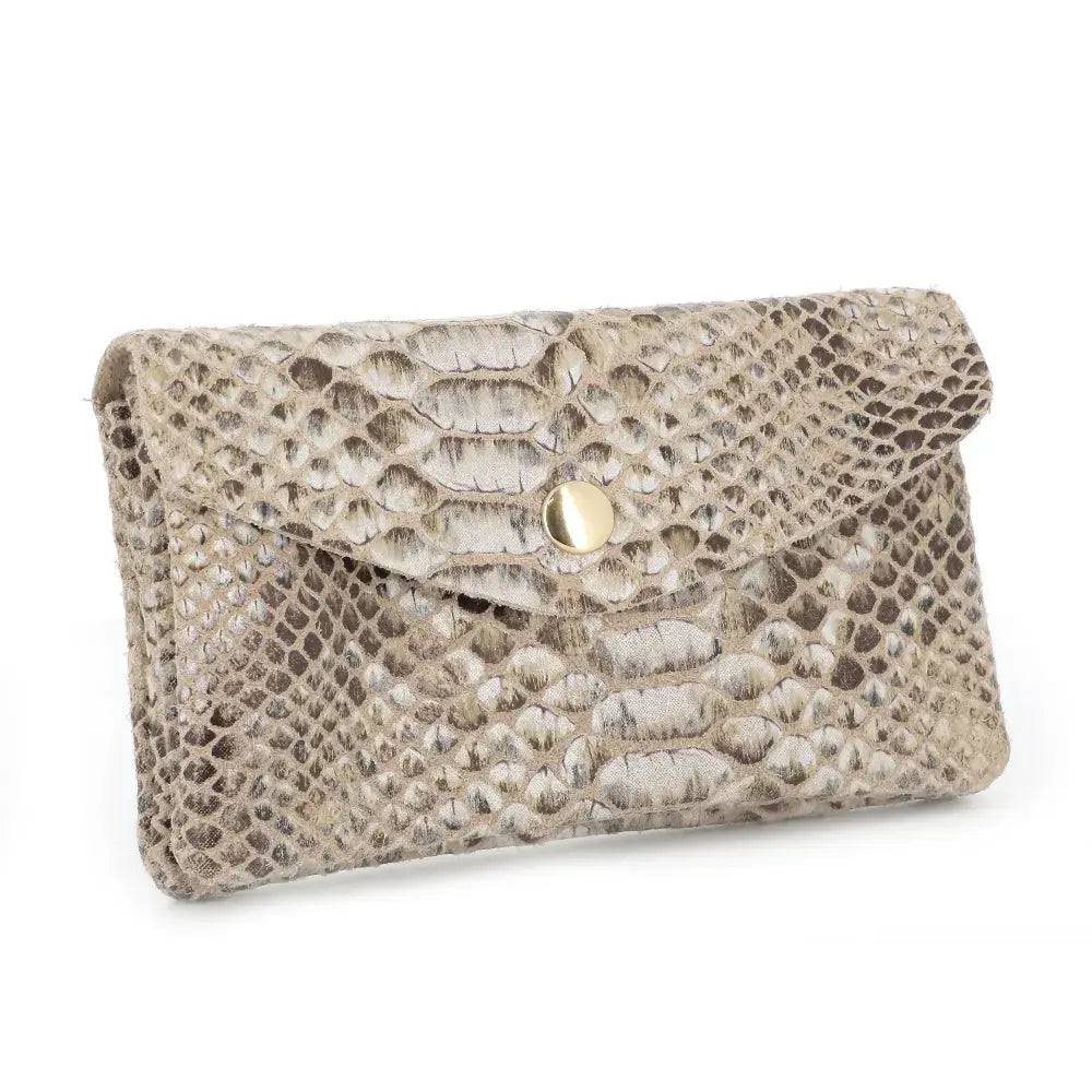 Porte-monnaie femme cuir python 05S Taupe – Image 3