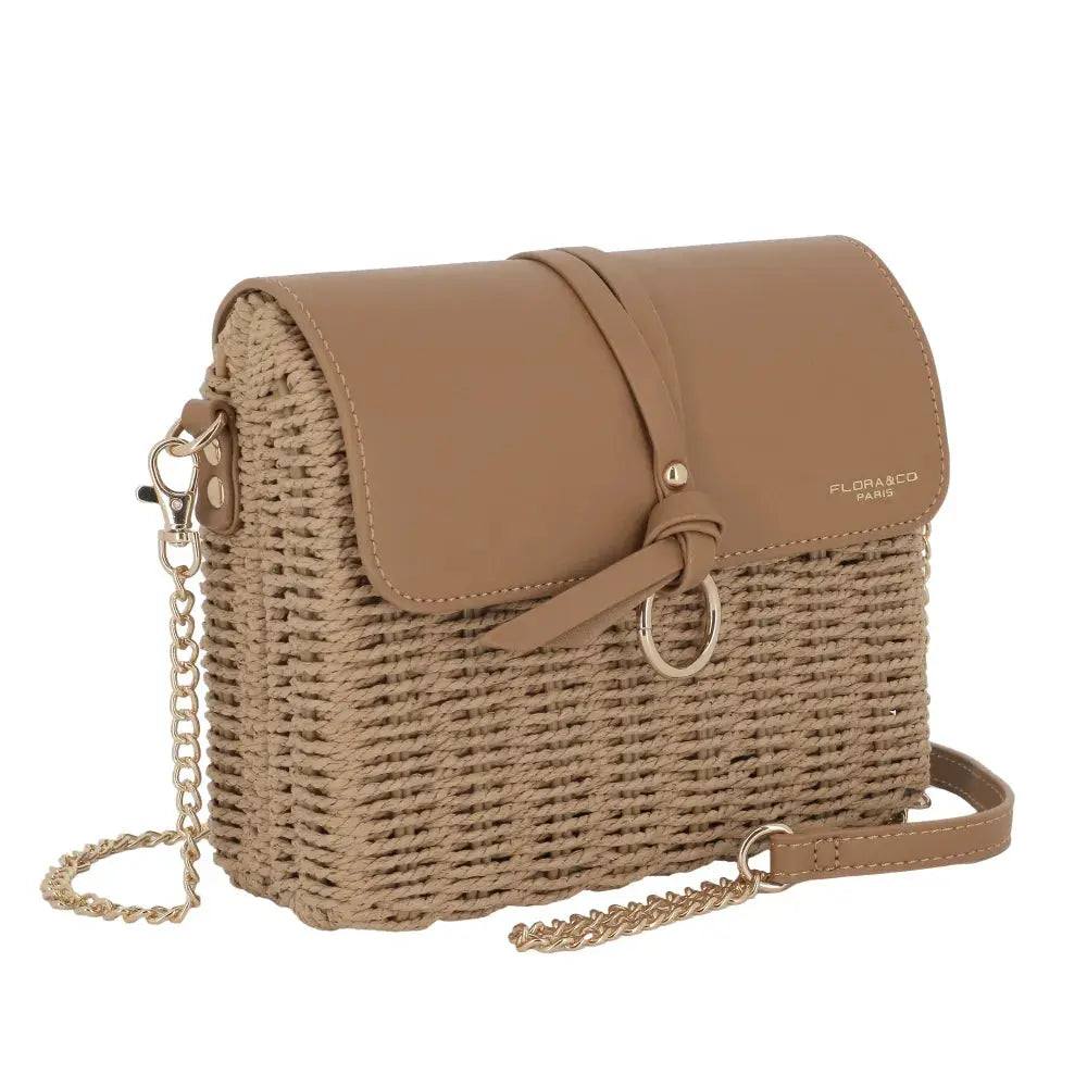Sac bandoulière chaîne en paille Beige Taupe – Image 3