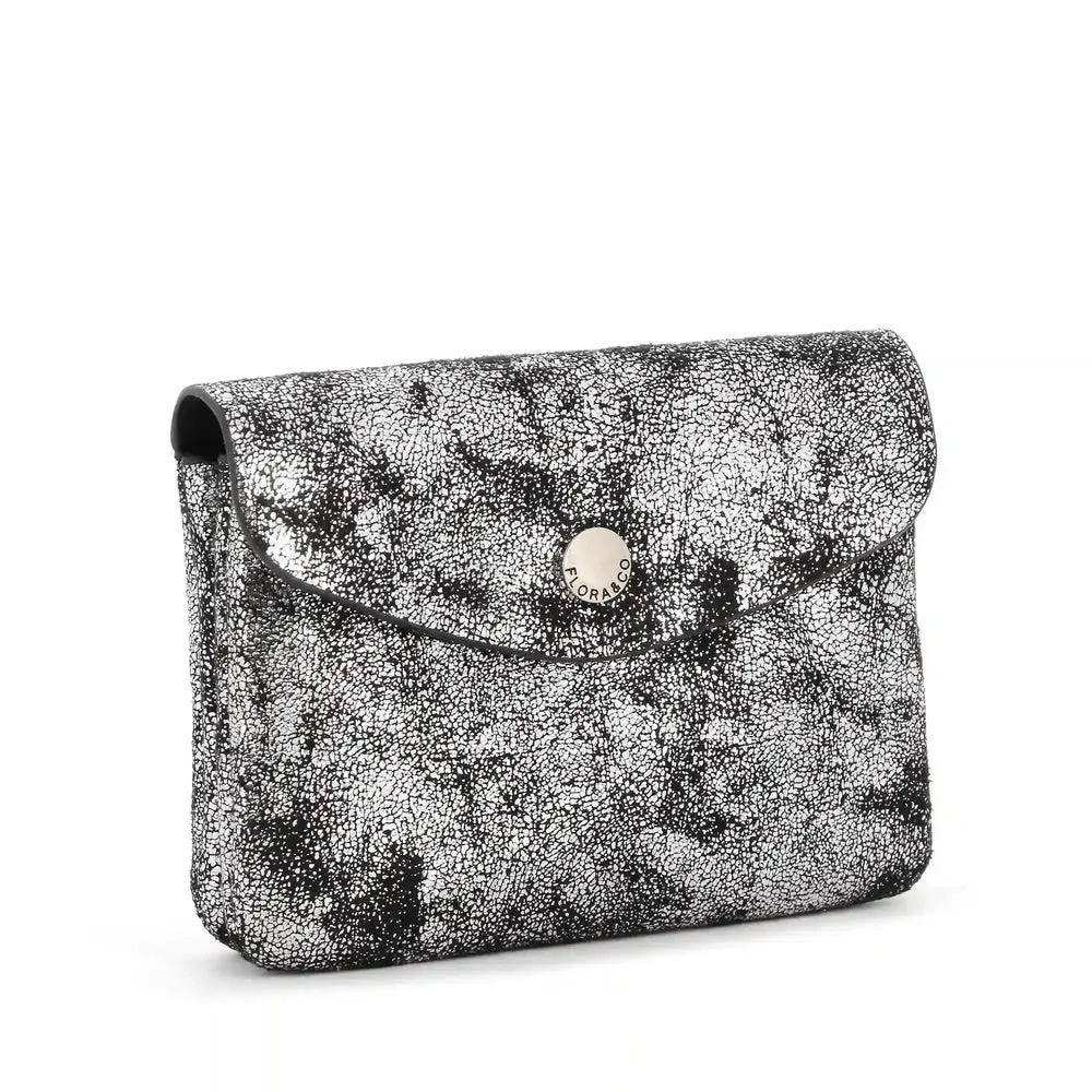 Porte-monnaie femme court suède irisé Gris Argent