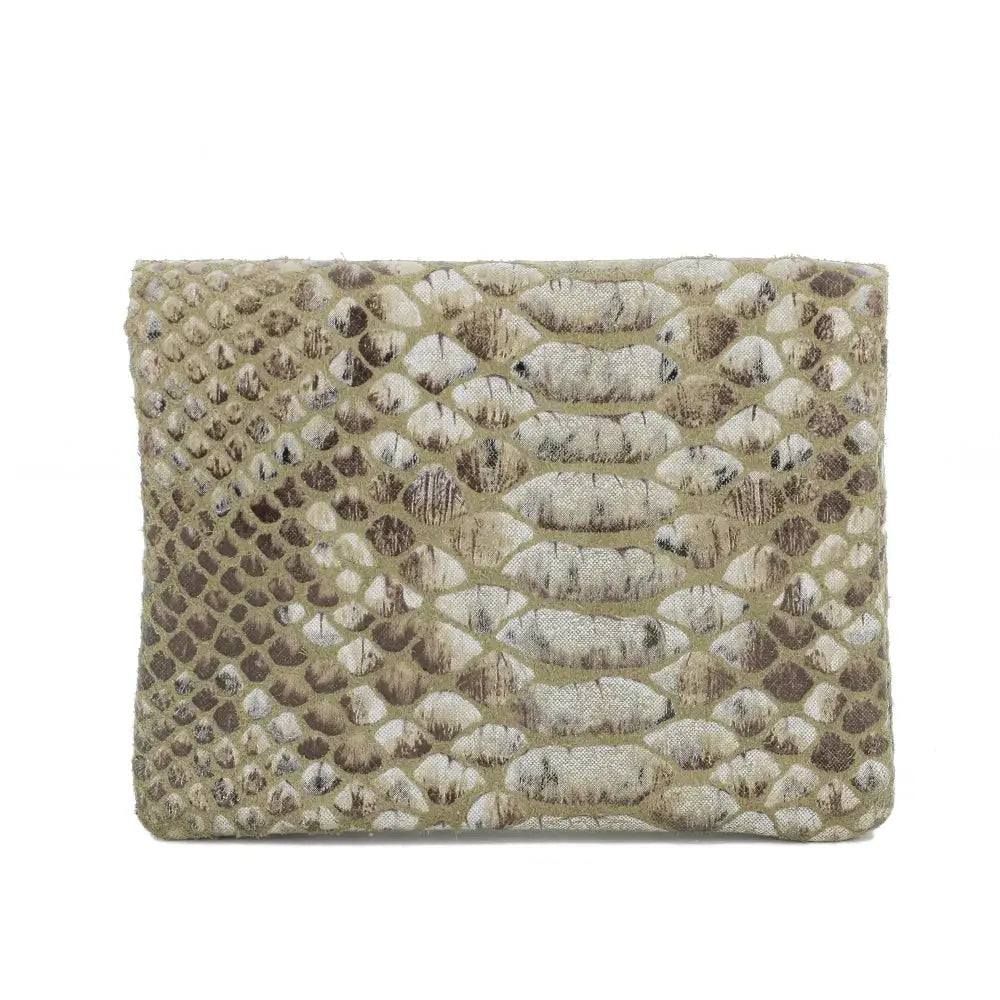 Porte-connaie cartes court cuir python 041S Kaki – Image 4