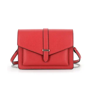 Sac double bandoulières chaîne à magnétique rouge