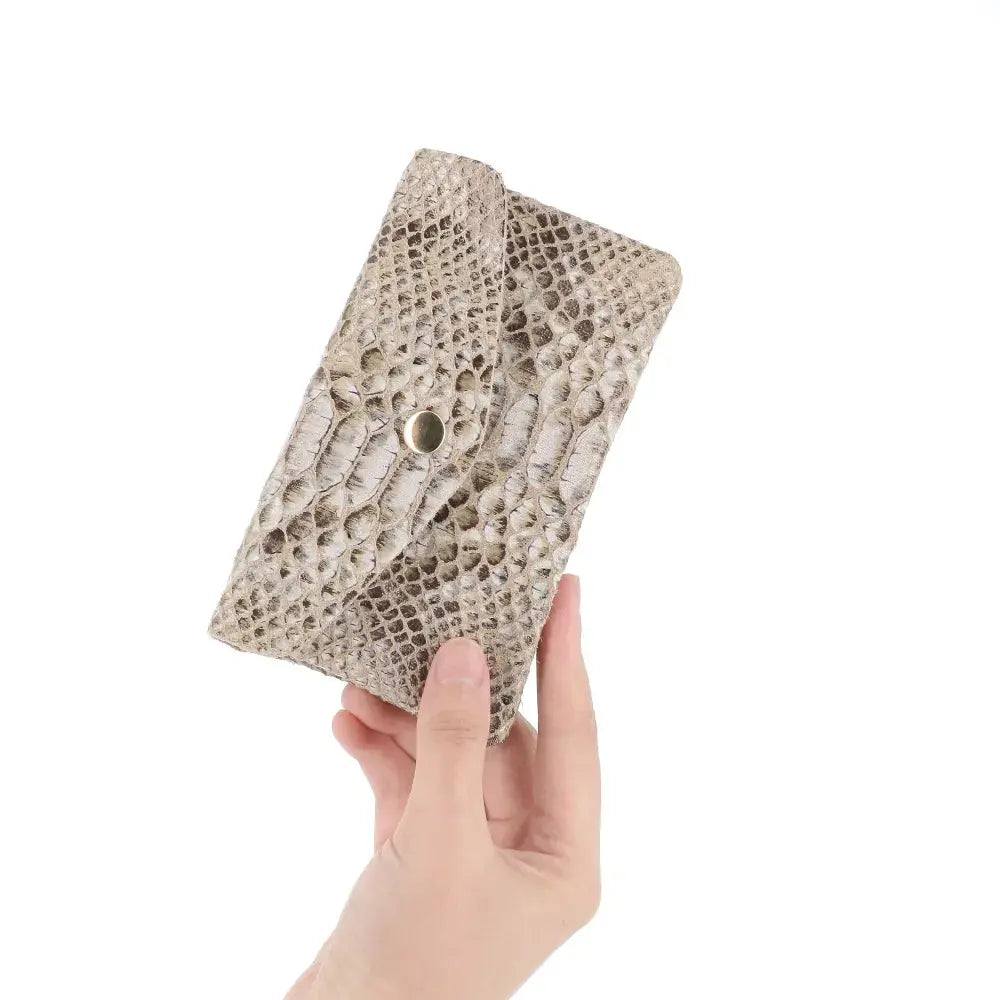 Porte-monnaie femme cuir python 05S Taupe – Image 5