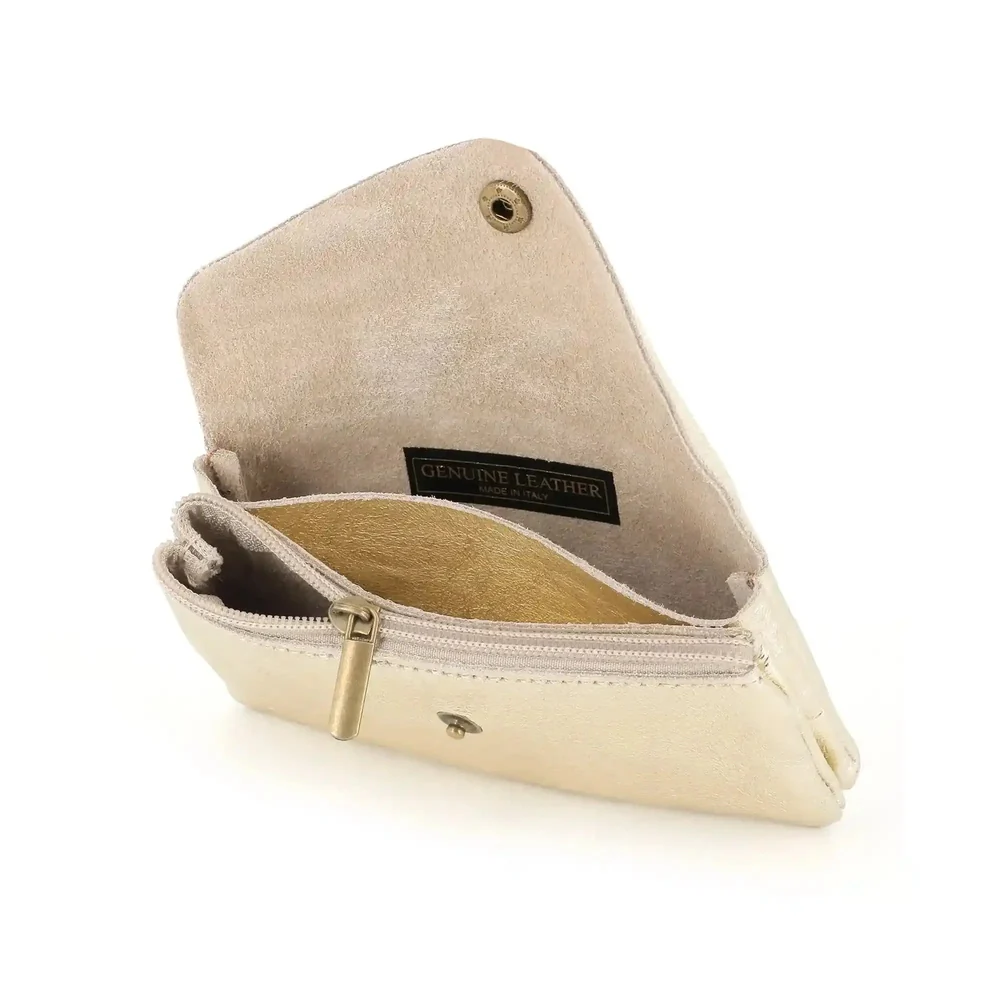 Portefeuille pochette passeport cuir irisé Doré – Image 5