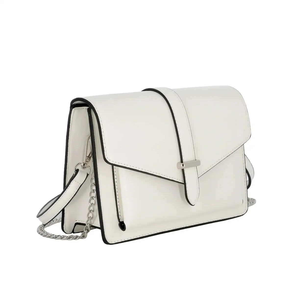 Sac double bandoulières chaîne à magnétique blanc – Image 3