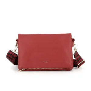 Sac bandoulière large multipoches rouge foncé