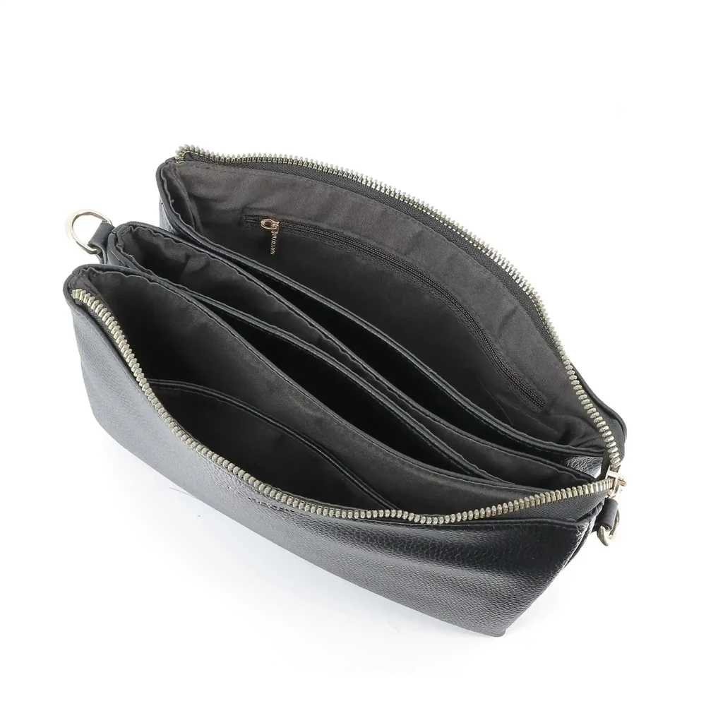 Sac ville femme 3 bandoulières multipoches noir – Image 7