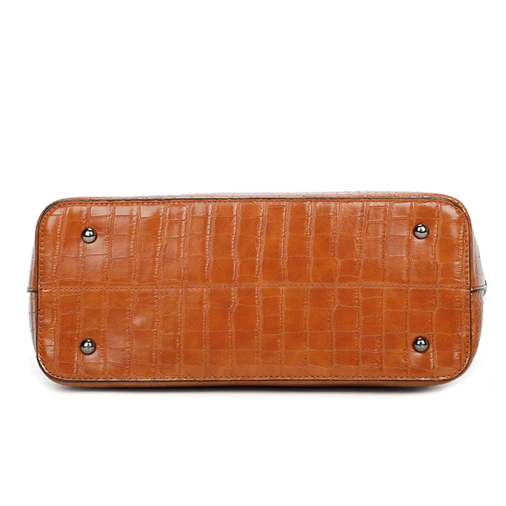 Sac cabas femme croco format a4 camel – Image 7
