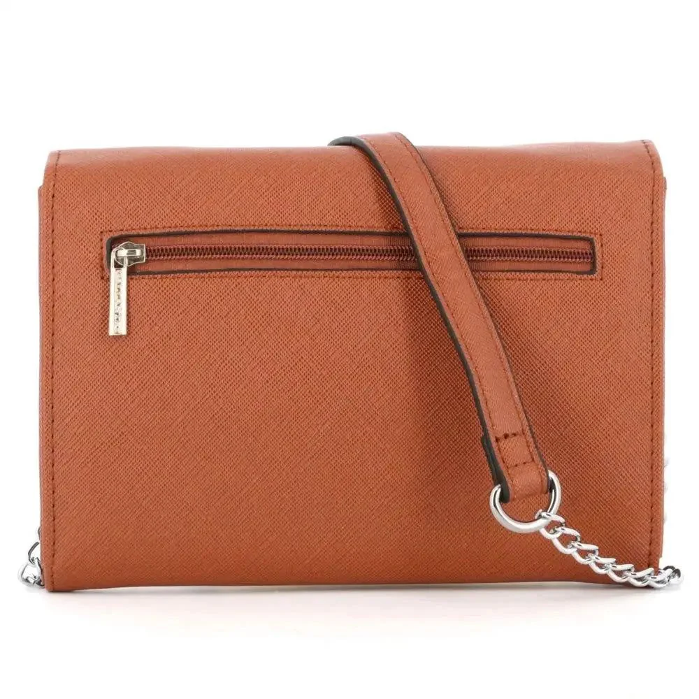 Pochette bandoulière chaîne femme rabat camel – Image 8