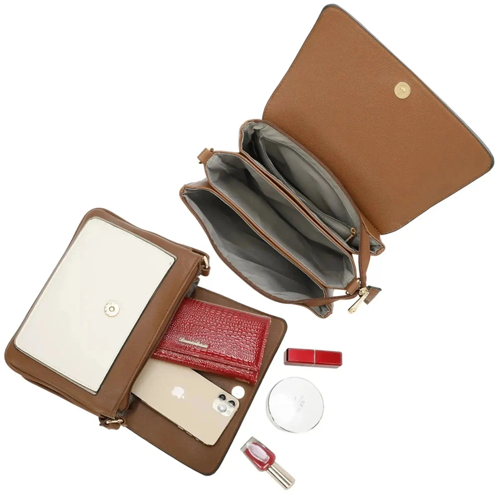 Sac d'orgue bandoulière femme marron – Image 7