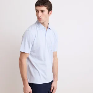 Polo Homme en Piqué de Coton Bleu Ciel