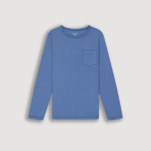 T-Shirt Garçon en Coton Slub Bleu Cobalt Pocket