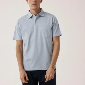 Polo Homme en Jersey de Coton Bleu Clair