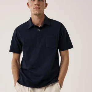 Polo Homme en Coton Slub Bleu Nuit