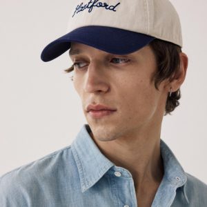 Casquette Homme en Coton Ecru & Bleu Marine Cap H