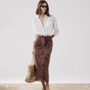Sarong Femme en Coton Marron Bandana