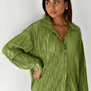 Chemise en satin plissée