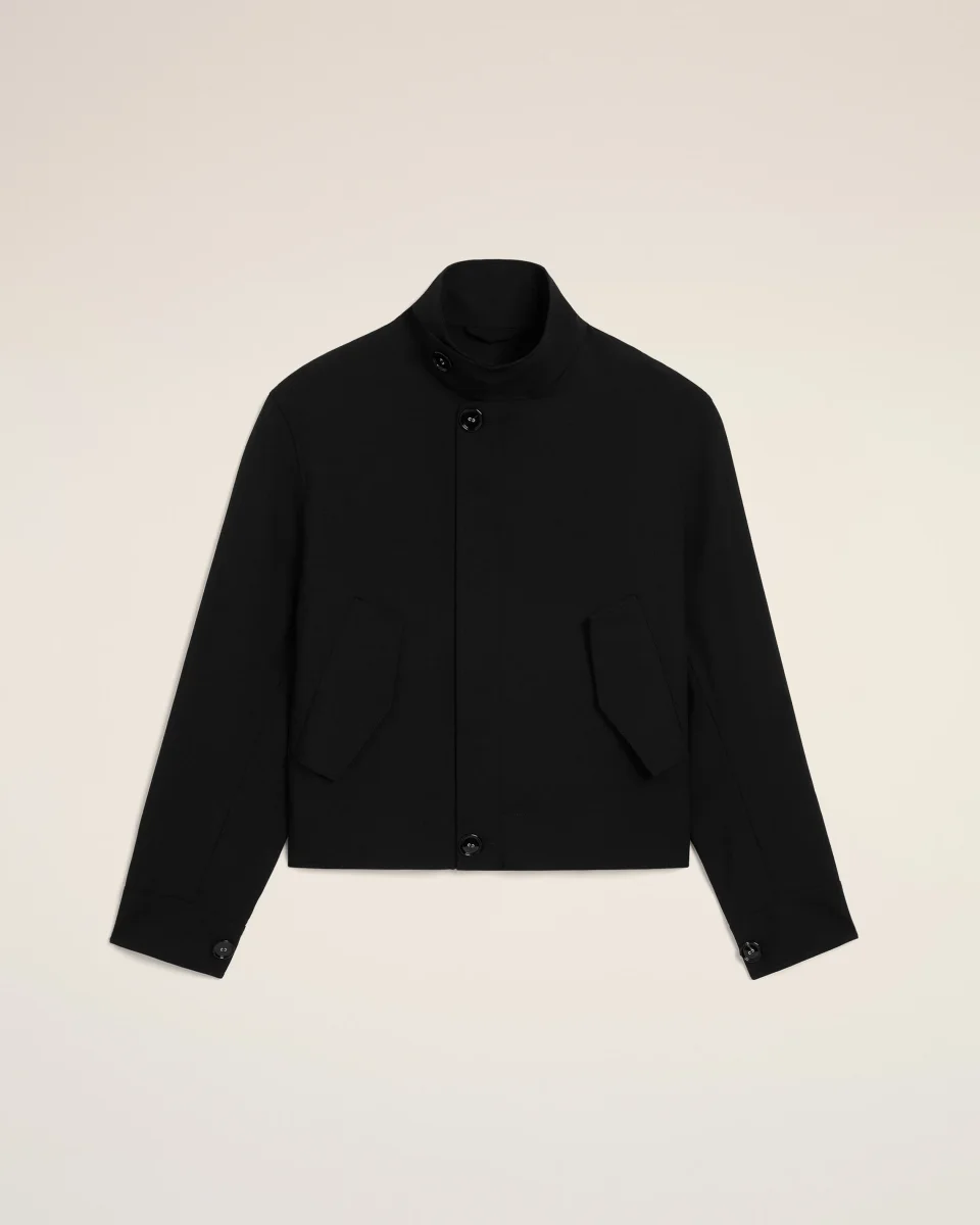 Veste Harrington Noire en Laine Vierge