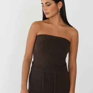 Top bandeau en maille côtelée