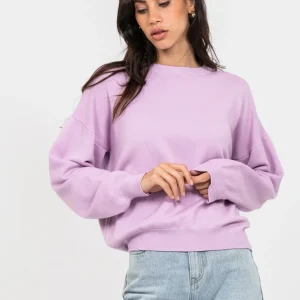 Pull oversize col rond en maille lavande