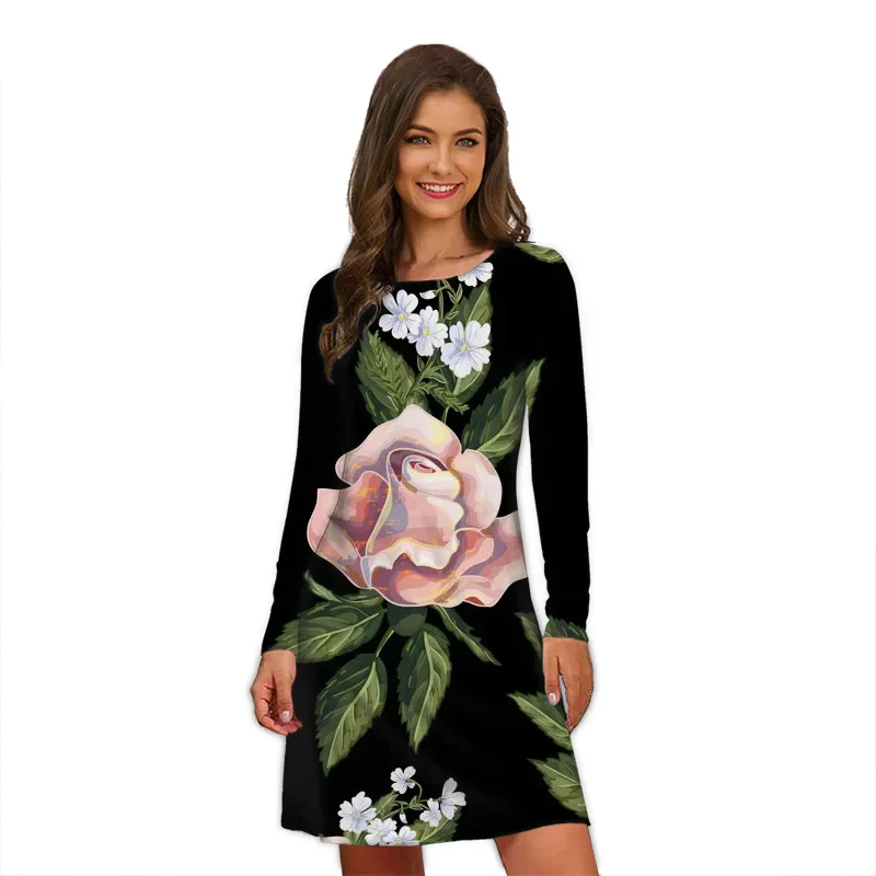 Robe Années 70 Imprimé Fleurs Roses – Image 2