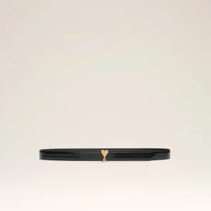 Ceinture Boucle Ami De Coeur Noire en Cuir De Veau