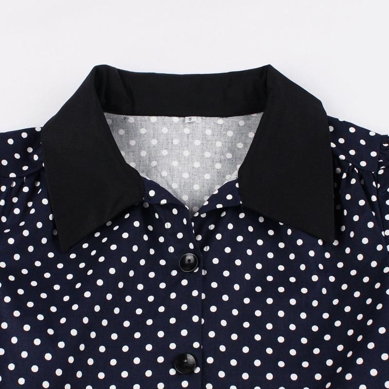 Robe Pin Up Bleu Foncée à Pois – Image 4
