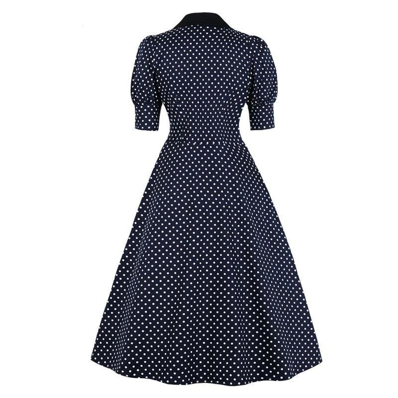 Robe Pin Up Bleu Foncée à Pois – Image 3