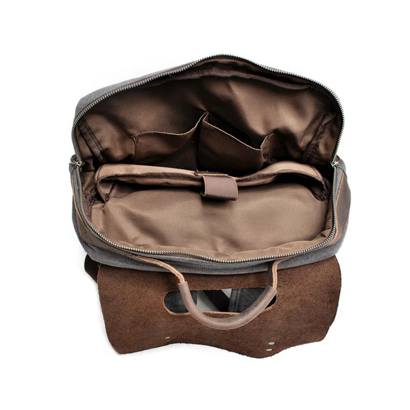 Léo sac à dos ordinateur cuir et toile – Image 9