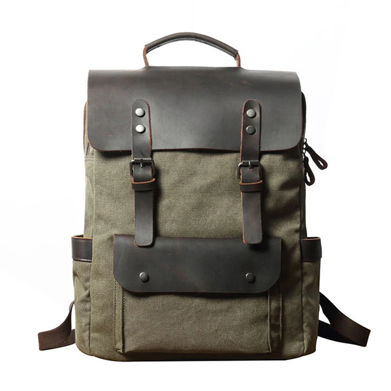Léo sac à dos ordinateur cuir et toile – Image 5