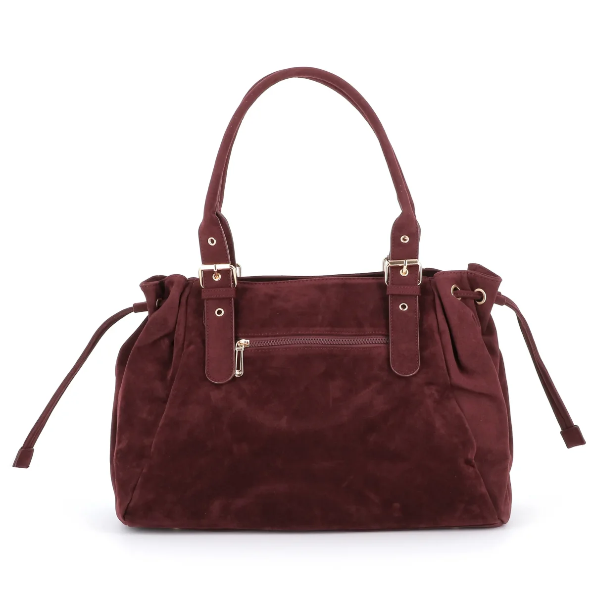 Sac Cabas Bowling Lacet Suédé Bordeaux – Image 6
