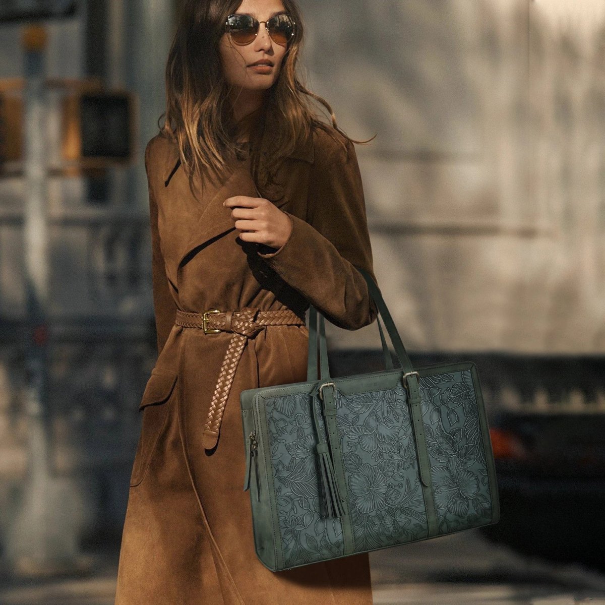 Sac Cuir Ordinateur Femme - Matcha – Image 3